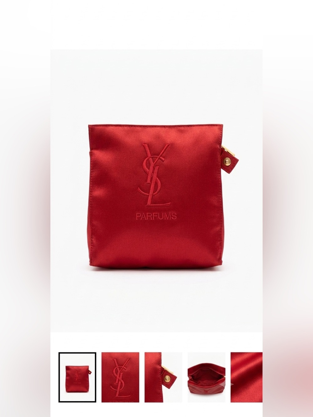 Yves Saint Laurent Red Satin Parfums Cosmetic Pouch